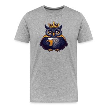 Roi de la Bière Hibou - T-shirt bio Premium Homme - gris chiné - Devant - Damien (186cm)
