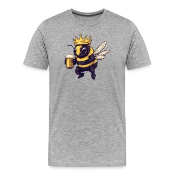 Roi de la Bière Abeille - T-shirt bio Premium Homme - gris chiné - Devant - Damien (186cm)