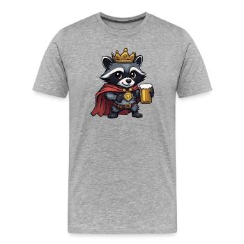 Roi de la Bière Laveur - T-shirt bio Premium Homme - gris chiné - Devant - Damien (186cm)