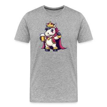 Roi de la Bière Licorne - T-shirt bio Premium Homme - gris chiné - Devant - Damien (186cm)