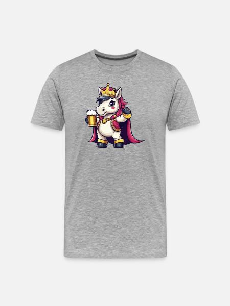 Unicorn Beer King - Men's Premium Organic T-Shirt - heather grey