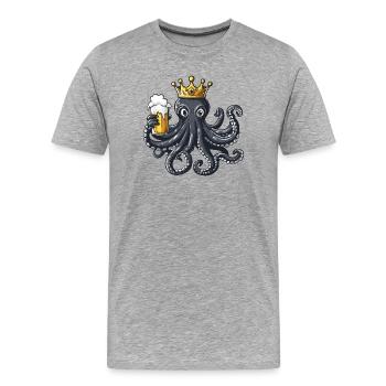 Roi de la bière Octopus - T-shirt bio Premium Homme - gris chiné - Devant - Damien (186cm)