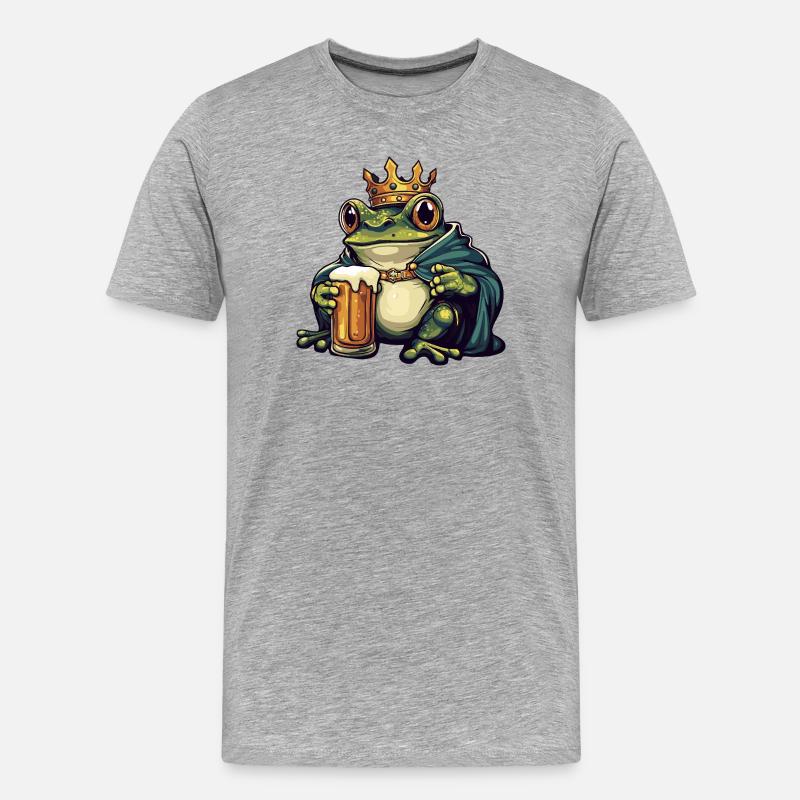 Frosch Bier König - Männer Premium Bio T-Shirt - Grau meliert