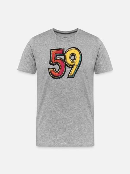 59 Zahl Bunt - Männer Premium Bio T-Shirt - Grau meliert