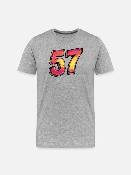 57 Zahl Bunt - Männer Premium Bio T-Shirt - Grau meliert