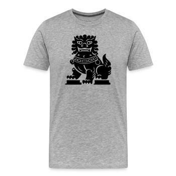 Chinesischer Löwe - Männer Premium Bio T-Shirt - Grau meliert - Vorne - Damien (186cm)