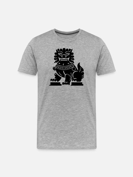 Chinese Lion - Men's Premium Organic T-Shirt - heather grey