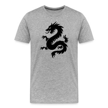 Icône du Dragon chinois - T-shirt bio Premium Homme - gris chiné - Devant - Damien (186cm)