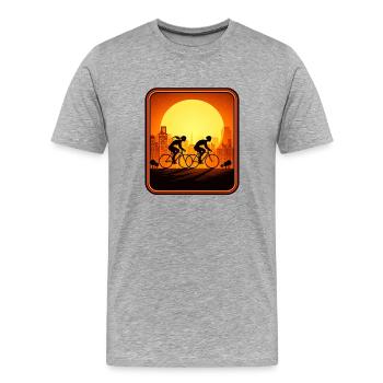 cyclists sunset - Männer Premium Bio T-Shirt - Grau meliert - Vorne - Damien (186cm)