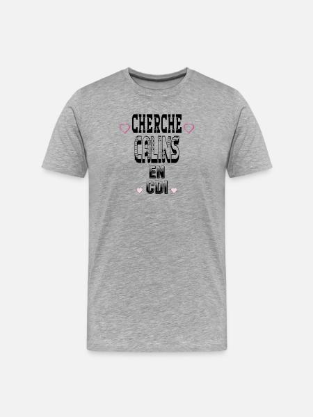 Cherche Câlins en CDI - T-shirt bio Premium Homme - gris chiné