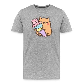 Capybara School Child – 1st Grade - Men's Premium Organic T-Shirt - heather grey - Front - Damien (186cm)