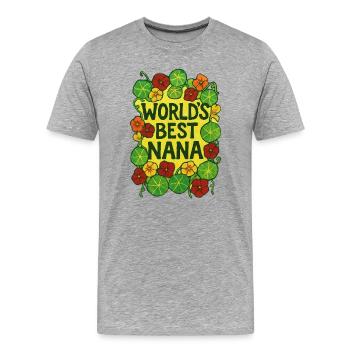 World's Best Nana Floral Lettering - Men's Premium Organic T-Shirt - heather grey - Front - Damien (186cm)