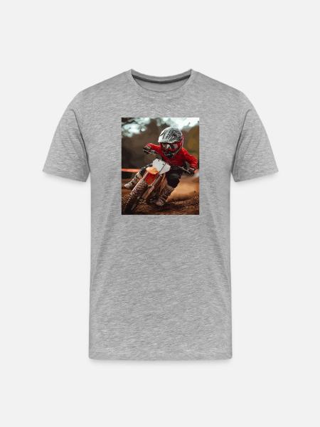 Motocross racer in red suit - Men's Premium Organic T-Shirt - heather grey
