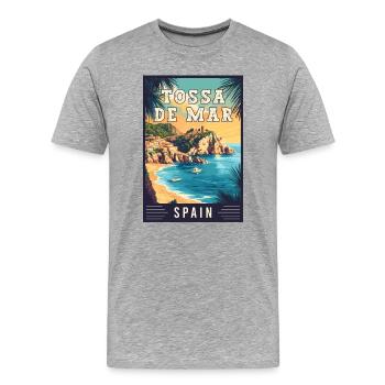 Explore Captivating Tossa de Mar in Spain - Men's Premium Organic T-Shirt - heather grey - Front - Damien (186cm)