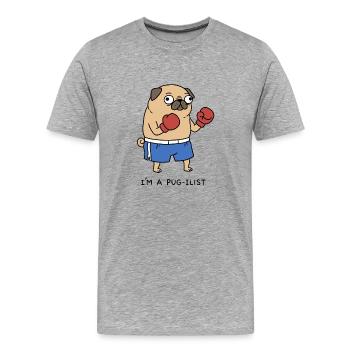 Ich bin ein Boxer, lustiger Boxer, Mopshund, Wortspiel - Männer Premium Bio T-Shirt - Grau meliert - Vorne - Damien (186cm)
