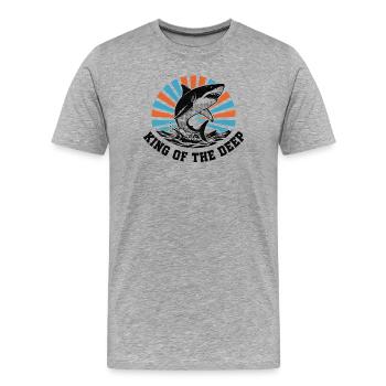 Haikönig des tiefen Ausbruchs - Männer Premium Bio T-Shirt - Grau meliert - Vorne - Damien (186cm)