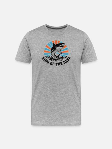 Shark King of the Deep Burst - Men's Premium Organic T-Shirt - heather grey