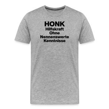 KLAXONNE AUXILIAIRE MALADE SANS CONNAISSANCE NERWERT. SARCASME - T-shirt bio Premium Homme - gris chiné - Devant - Damien (186cm)