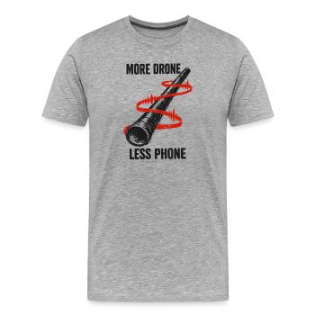 Mehr Drone, weniger Handy | Didgeridoo - Männer Premium Bio T-Shirt - Grau meliert - Vorne - Damien (186cm)