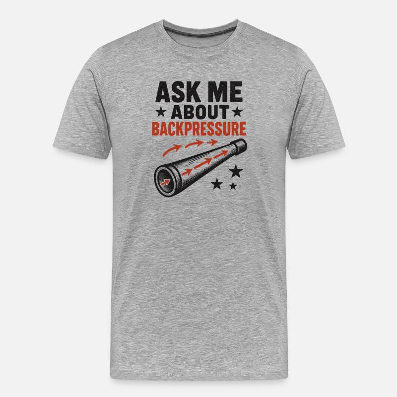 Frag mich nach Backpressure | Didgeridoo Technik - Männer Premium Bio T-Shirt - Grau meliert