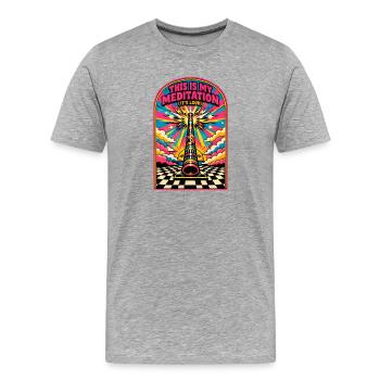 Ma méditation est bruyante | Didgeridoo - T-shirt bio Premium Homme - gris chiné - Devant - Damien (186cm)