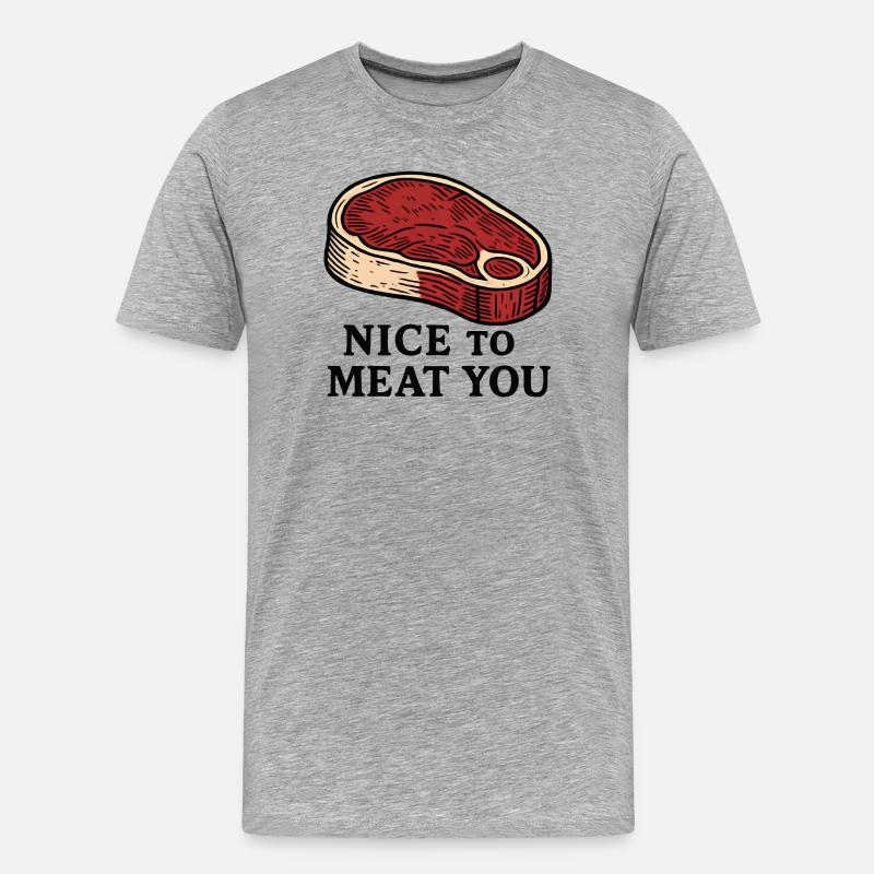 Nice to Meat You Steak Design - Männer Premium Bio T-Shirt - Grau meliert