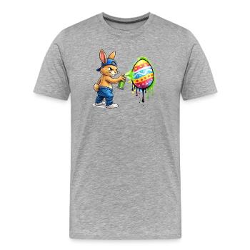 Graffiti Hase mit Osterei - Männer Premium Bio T-Shirt - Grau meliert - Vorne - Damien (186cm)