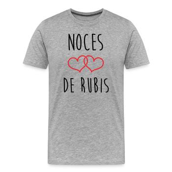 Noce de Rubis 35 ans de mariage - T-shirt bio Premium Homme - gris chiné - Devant - Damien (186cm)