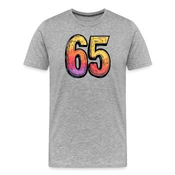 65 chiffres colorés - T-shirt bio Premium Homme - gris chiné - Devant - Damien (186cm)