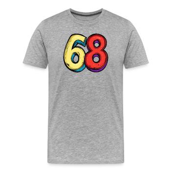 68 chiffres colorés - T-shirt bio Premium Homme - gris chiné - Devant - Damien (186cm)