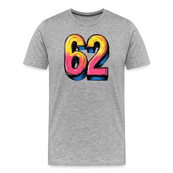 62 chiffres colorés - T-shirt bio Premium Homme - gris chiné - Devant - Damien (186cm)