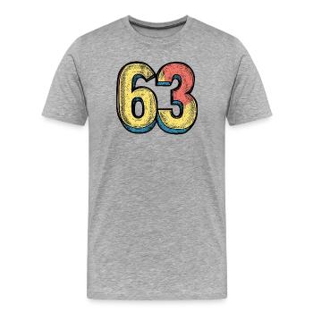 63 chiffres colorés - T-shirt bio Premium Homme - gris chiné - Devant - Damien (186cm)