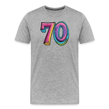 70 chiffres colorés - T-shirt bio Premium Homme - gris chiné - Devant - Damien (186cm)