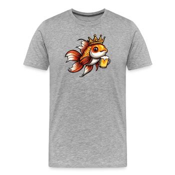 Roi de la bière Goldfish - T-shirt bio Premium Homme - gris chiné - Devant - Damien (186cm)