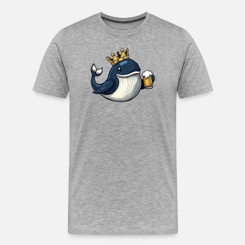 Wal Bier König - Männer Premium Bio T-Shirt - Grau meliert