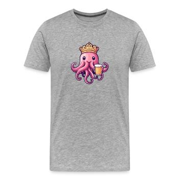 Roi de la Bière Méduse - T-shirt bio Premium Homme - gris chiné - Devant - Damien (186cm)