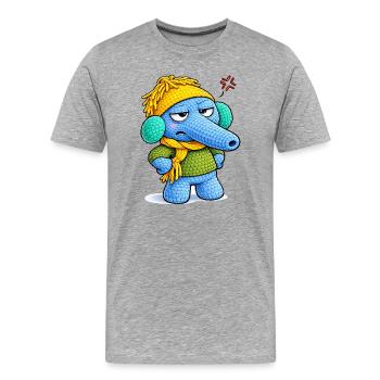 Leo Langnase agacé - T-shirt bio Premium Homme - gris chiné - Devant - Damien (186cm)