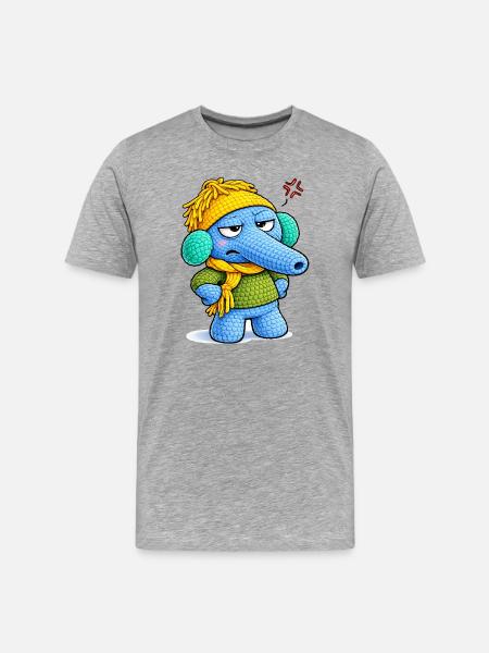 Leo Langnase genervt - Männer Premium Bio T-Shirt - Grau meliert