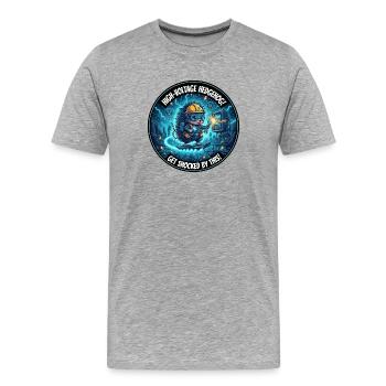 High-voltage hedgehog: electric shock design - Men's Premium Organic T-Shirt - heather grey - Front - Damien (186cm)