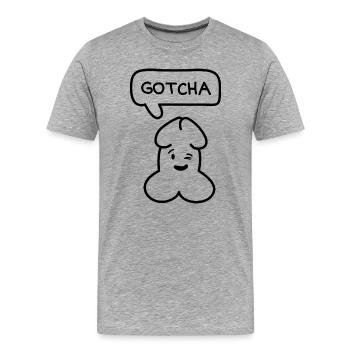 lustiges Junior 'Gotcha'-Emoticon - Männer Premium Bio T-Shirt - Grau meliert - Vorne - Damien (186cm)