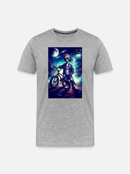 Alien BMX in Neon City - Men's Premium Organic T-Shirt - heather grey