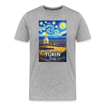 Turin, Italie. - T-shirt bio Premium Homme - gris chiné - Devant - Damien (186cm)