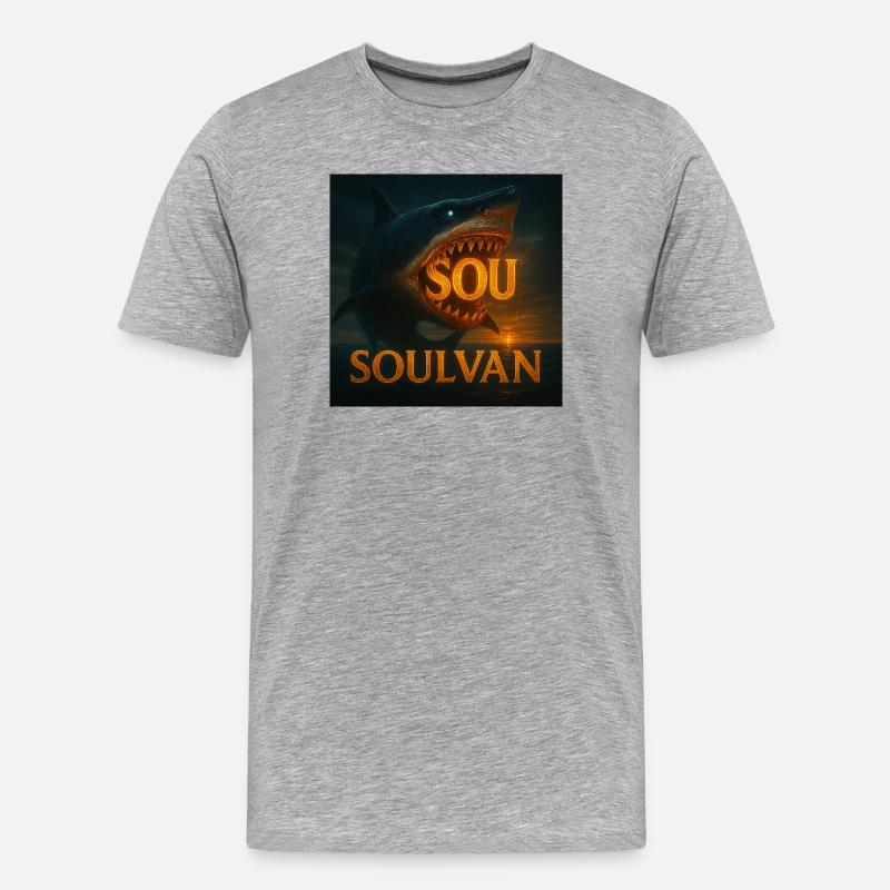 Feuerhai-Seelenwagen - Männer Premium Bio T-Shirt - Grau meliert