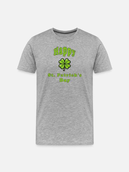 Bonne Saint-Patrick - Trèfle vert - T-shirt bio Premium Homme - gris chiné