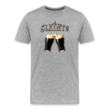 Sláinte - Irish toast with beer - Men's Premium Organic T-Shirt - heather grey - Front - Damien (186cm)