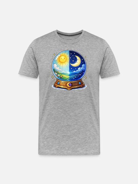 Day Night Crystal Ball - Men's Premium Organic T-Shirt - heather grey