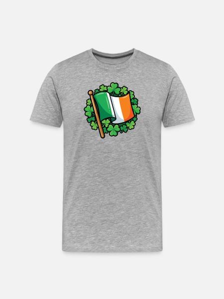 Irish Flag Clover Pride - Men's Premium Organic T-Shirt - heather grey