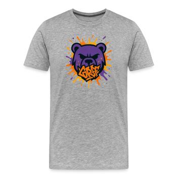 Ours mal léché Pop Art - T-shirt bio Premium Homme - gris chiné - Devant - Damien (186cm)