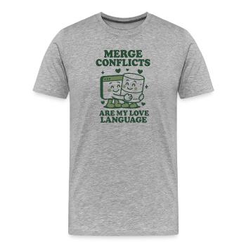 Les conflits de fusion sont mon langage d’amour | Git - T-shirt bio Premium Homme - gris chiné - Devant - Damien (186cm)