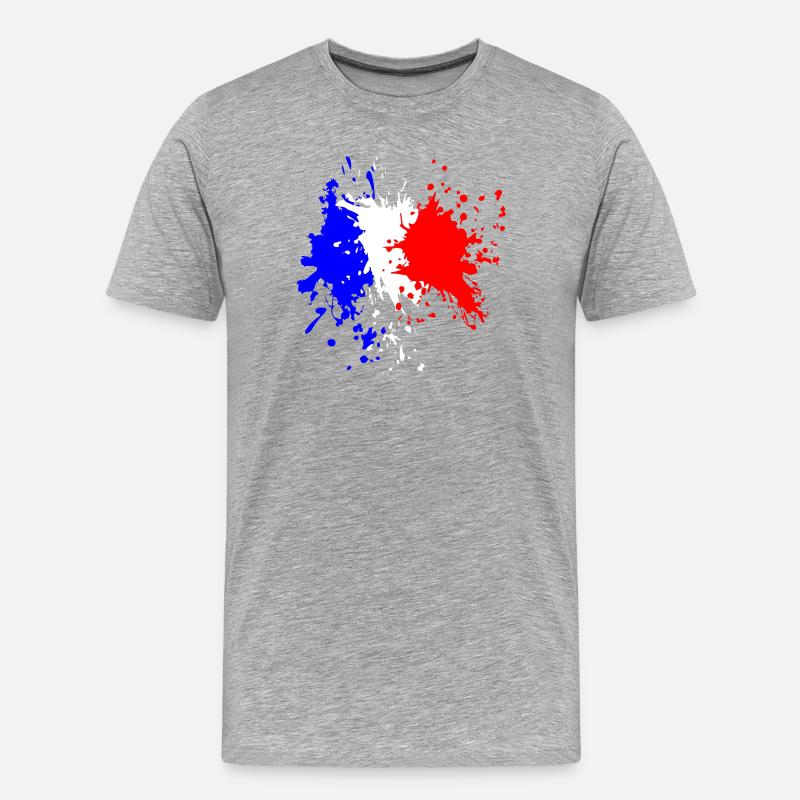 Frankreich Flagge Splash - Männer Premium Bio T-Shirt - Grau meliert